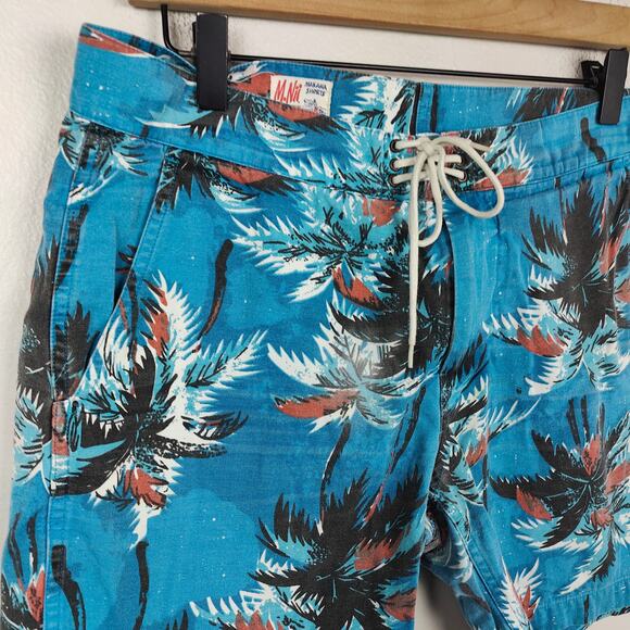 M Nii Makaha Hawaiian‎ Swim Trunks Mens 30 Blue Tropical Print Shorts Lined Vtg - Picture 2 of 7